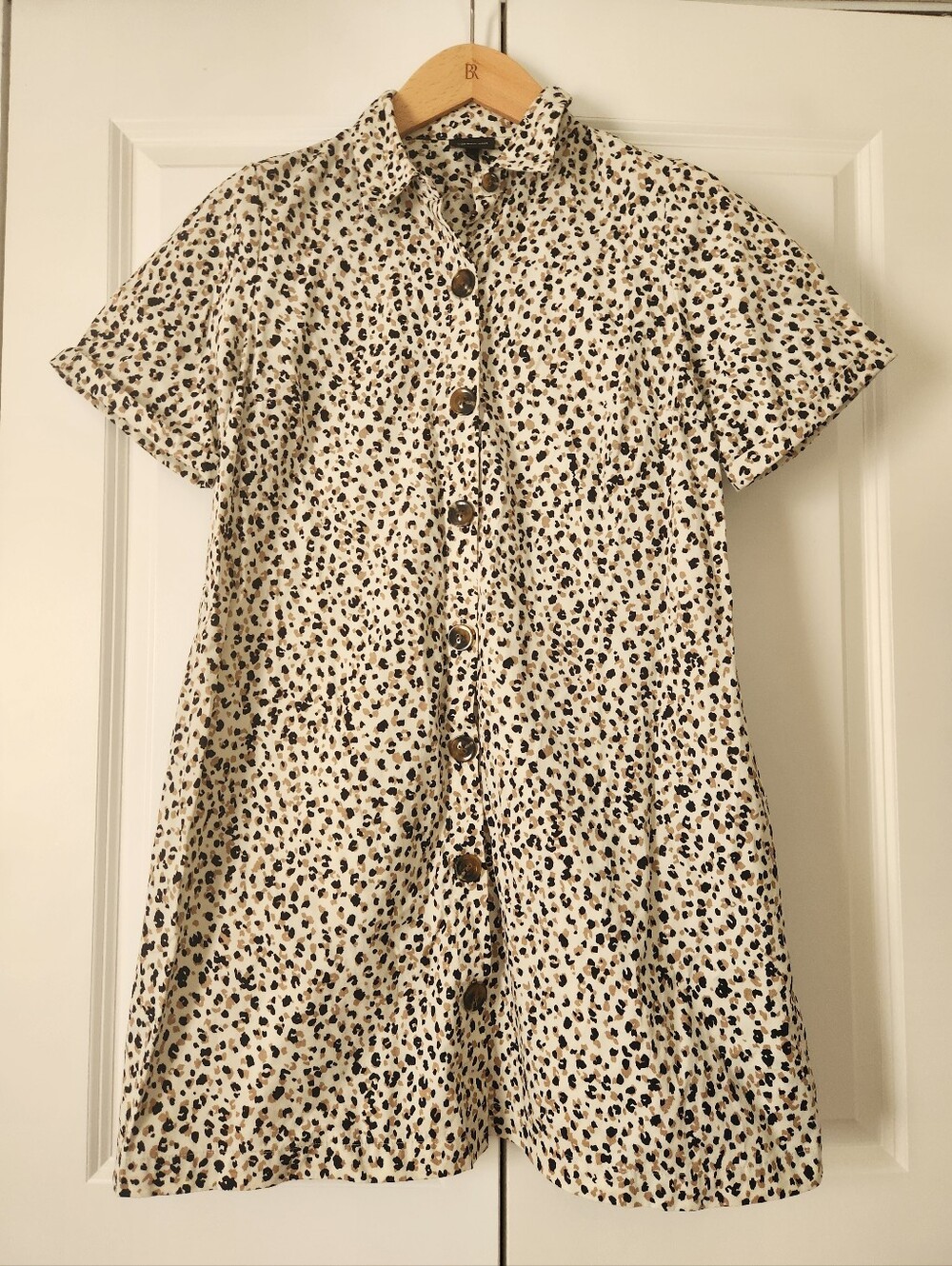 Who What Wear Leopard Print Button Front Shirt Dress Size S
